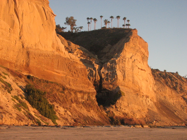Cliffs in evening light at La Jolla